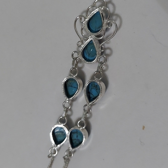 BLUE Turquoise Sterling Silver Necklace - Picture 3 of 7
